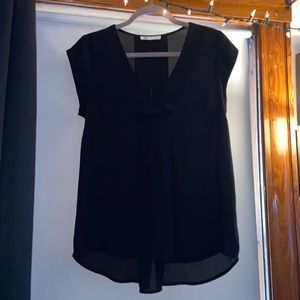Black short sleeve sheer blouse